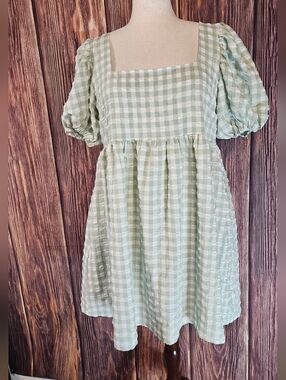 Arula Seersucker Gingham Tie Back Mini Dress Plus Size X